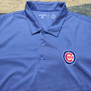 Antigua Chicago Cubs Polo Blue Striped XL Men’s MLB Golf Shirt